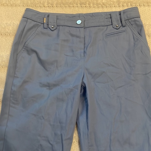 Larry Levine crop pants blue capri cotton size 10 - Picture 2 of 11